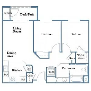 Floor plan 2 Bedroom 1 Bathroom