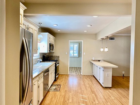 Kitchen with recessed lights