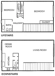 Floor plan 2 BR 1.5 TOWNHOUSE