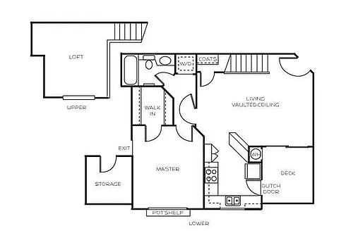 Floor plan 1 Bedroom, 1 Bathroom with Loft B