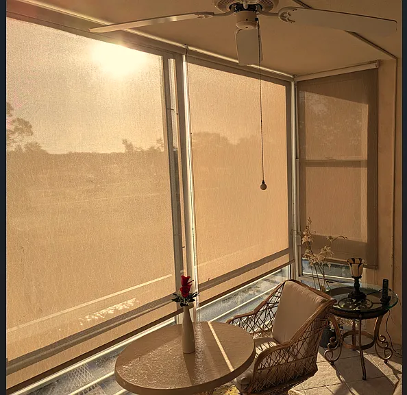 roller solar screens filter's morning sun