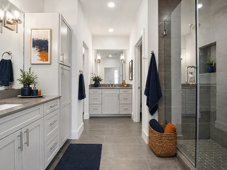 Serene, spa-inspired primary bathroom offering a relaxing retreat.