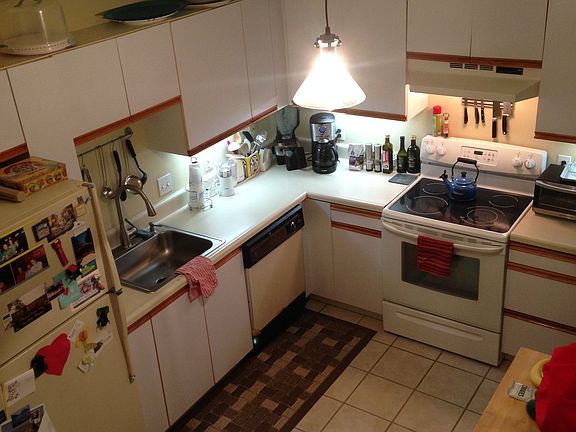 Kitchen viewed from upstairs hallway