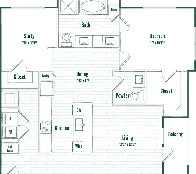 A7 | 1 bed 1.5 bath | 1024 sq ft A7 | 1 bed 1.5 bath | 1024 sq ft