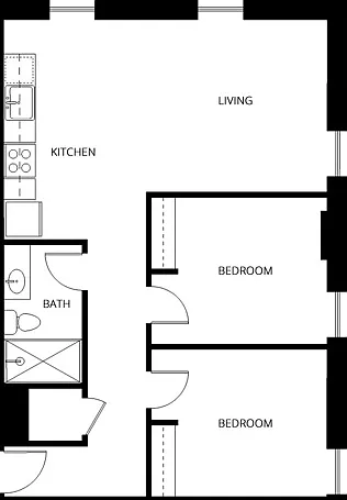 2 Bed | 1 Bath | 649-810 SQ FT 2 Bed | 1 Bath | 649-810 SQ FT