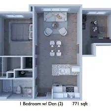 Floor plan 1 BD DEN 2