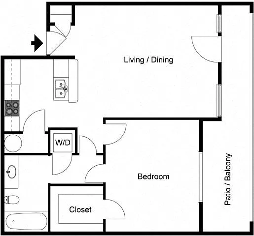 Floor plan 1 Bedroom 1 Bath - A