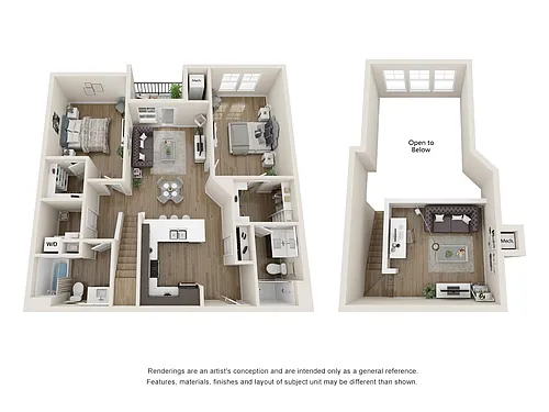 Floor plan 2 Bed, 2 Bath + Loft