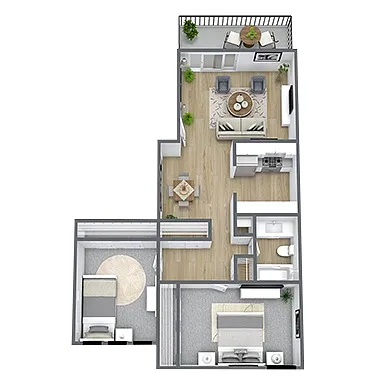 Floor plan B1: 2 Bed 1 Bath