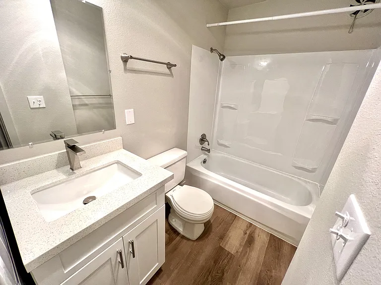 Offering a clean, modern design with shower-tub combo