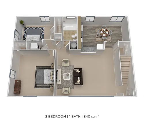 Floor plan Two Bedroom - 840 sqft