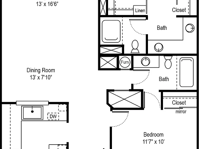 Spacious floor plan includes 230 square feet of outdoor living space.