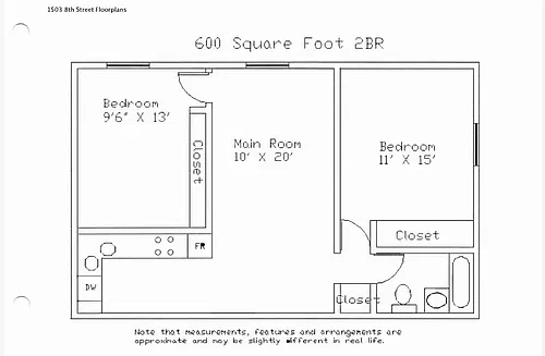 Floor plan 2 Bedroom / 1 Bathroom