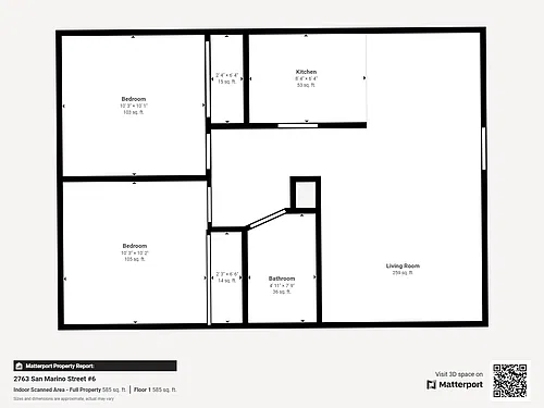 Floor plan 2 Bedroom 1 Bath