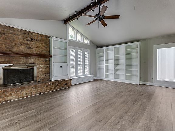 Family room with fireplace.