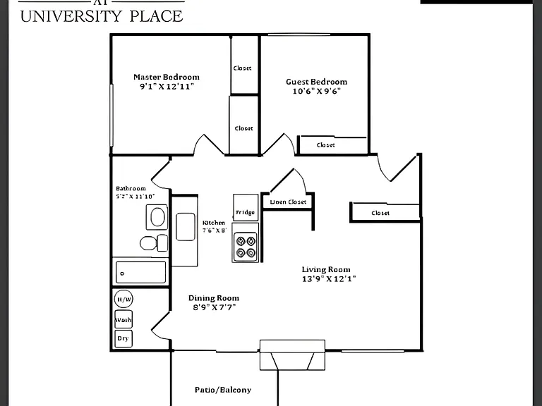 Two-Bedroom Floor Plan l Boardwalk at University Place Apartments Two-Bedroom Floor Plan l Boardwalk at University Place Apartments