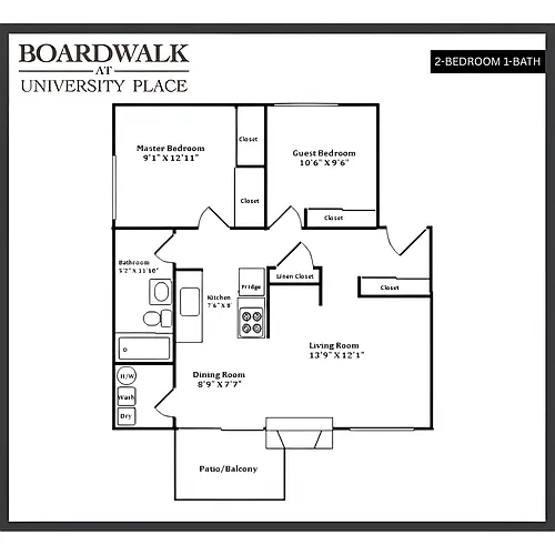 Floor plan Two Bedroom One Bath