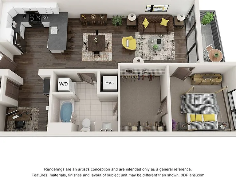 1 Bedroom - 1 Bathroom with Den 1 Bedroom - 1 Bathroom with Den