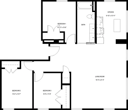 Floor plan 3-Bedrooms