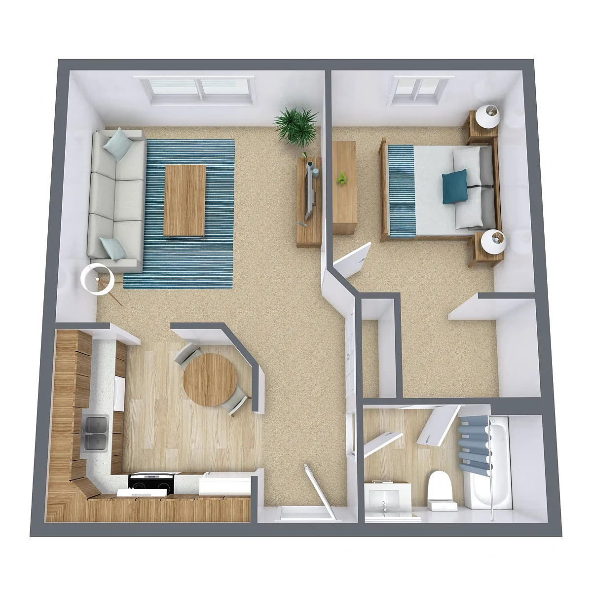 Floor plan One Bedroom 11C