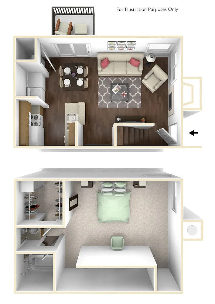 Floor plan 1 Bedroom Townhome