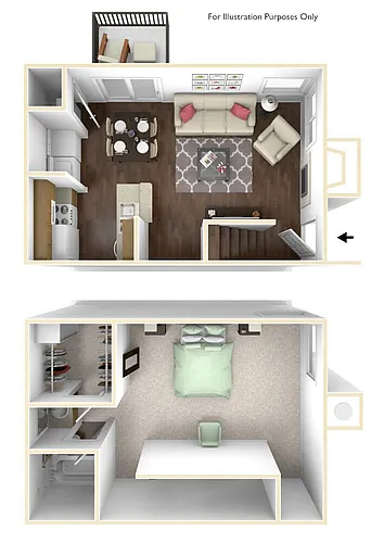 Floor plan 1 Bedroom Townhome