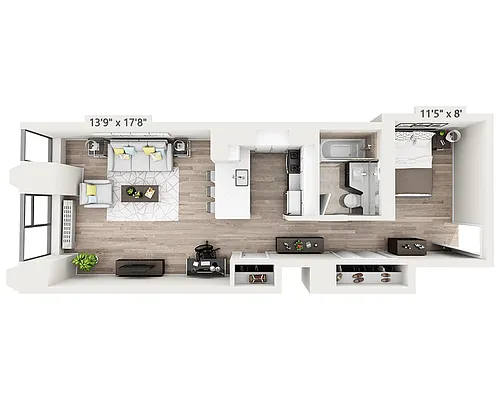 Floor plan Studio w/Alcove N