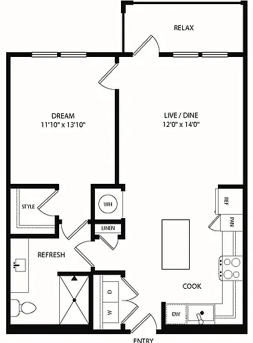 Floor plan A2-A - 1x1