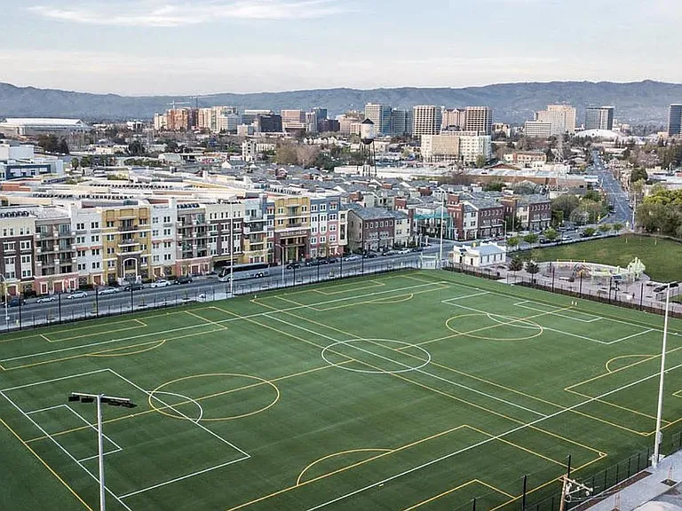Soccer field across the street