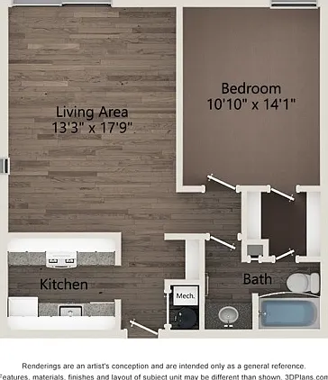 1 Bedroom, 1 Bathroom 1 Bedroom, 1 Bathroom