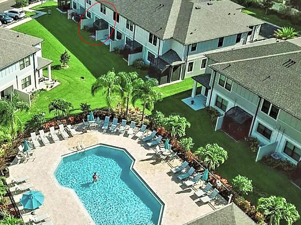 Pool in relation to back of home