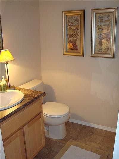 The guest bath on the main level.