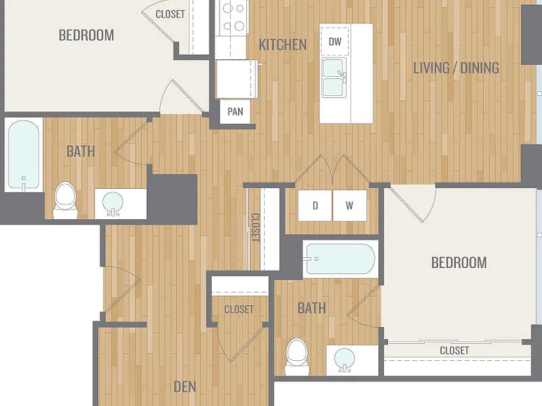 2Bed+DenA floor plan Forge West Seattle