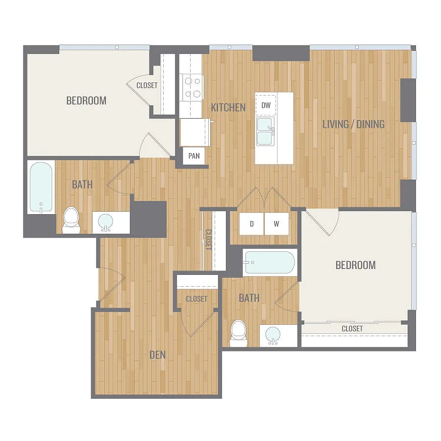 Floor plan 2Bed+DenA