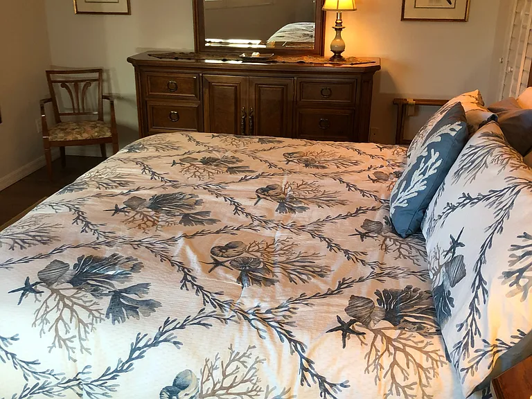 Master bedroom king size bed.