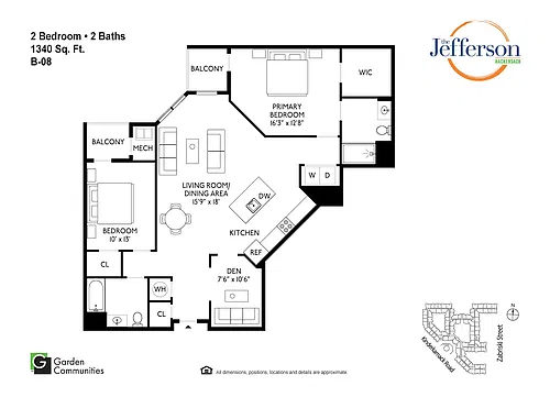 Floor plan B-08 Two Bedroom w/Den