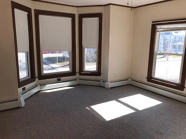 Master bedroom. The window frames are now white.