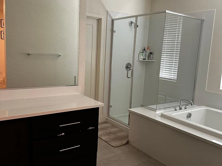 Master bathroom with walking closet