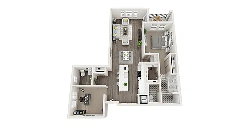 Floor plan 1 Bedroom + 1.5 Bath with Office | Arrive II