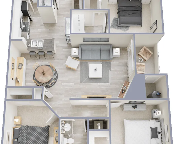 3 Bed 2 Bath Floorplan Diagram