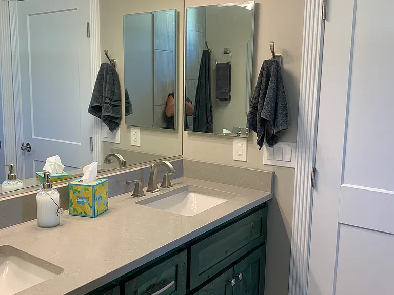 A two sink Vanity in the Master Bath.