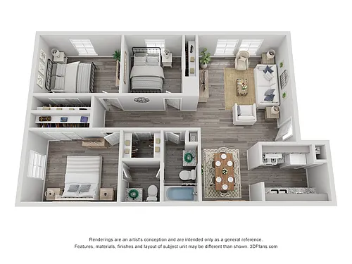 Floor plan 3x1.5 Luxury Renovated 1150 sq ft