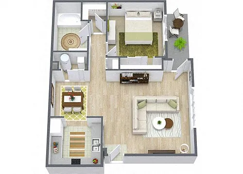 Floor plan One Bedroom One Bath 60%