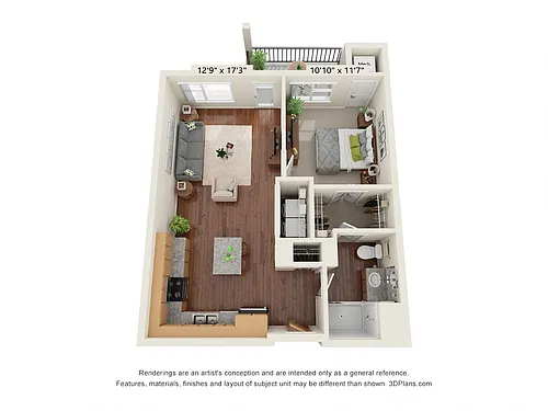 Floor plan One Bedroom - 80%