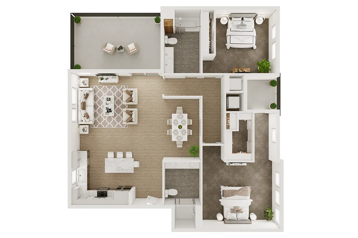 Floor plan 2BD, 2BTH B8