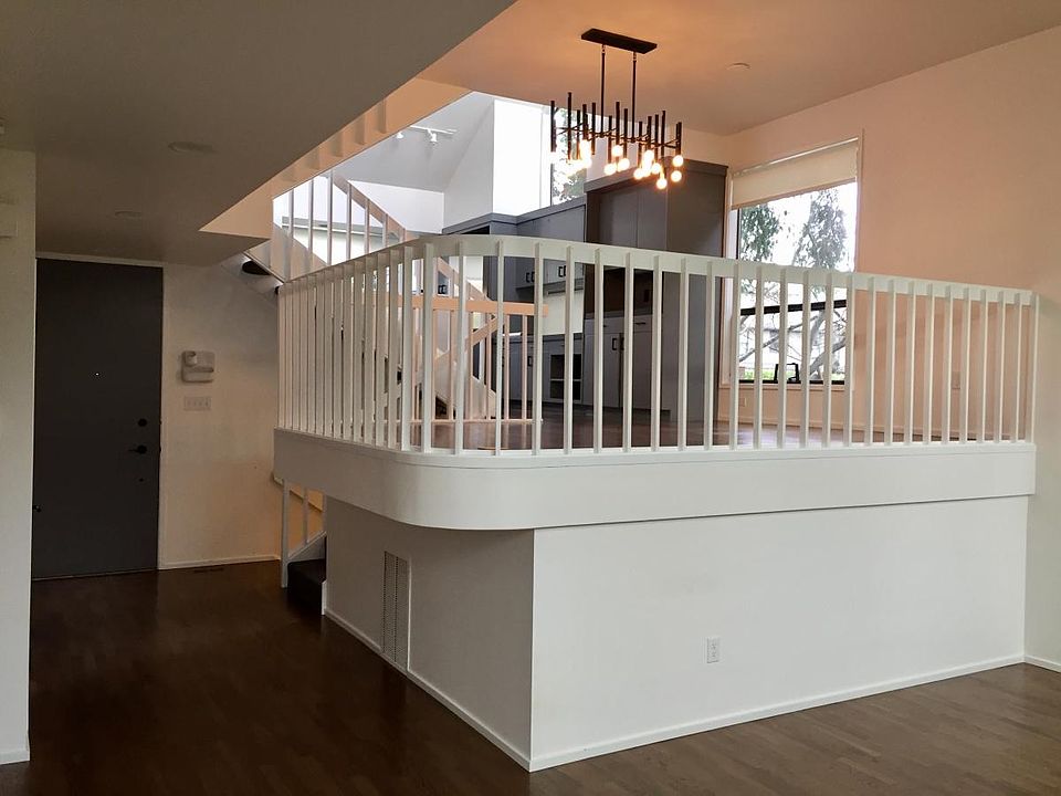 View of dining room from living room; split-level