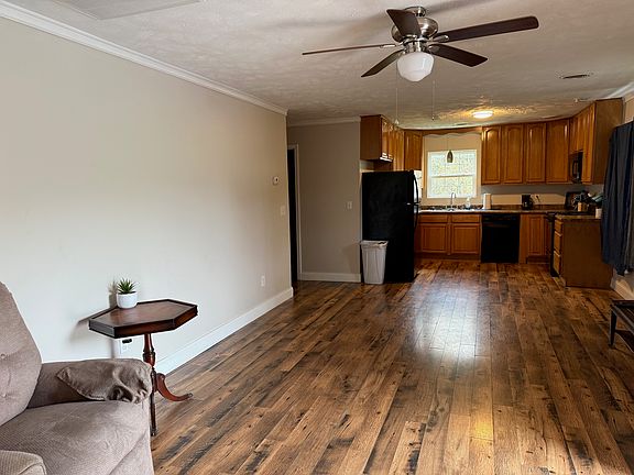 Living room looking into kitchen