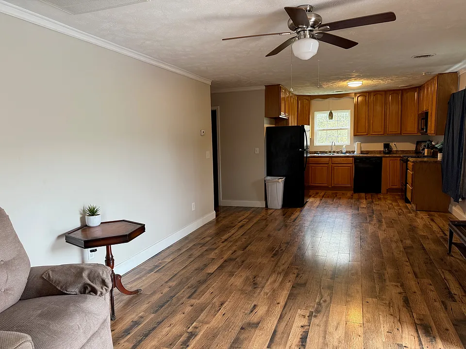 Living room looking into kitchen