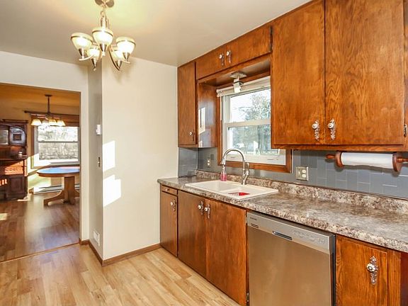 Kitchen and formal dining area.