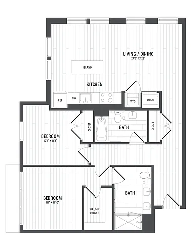 Floor plan 2 Bed/2 Bath-E6